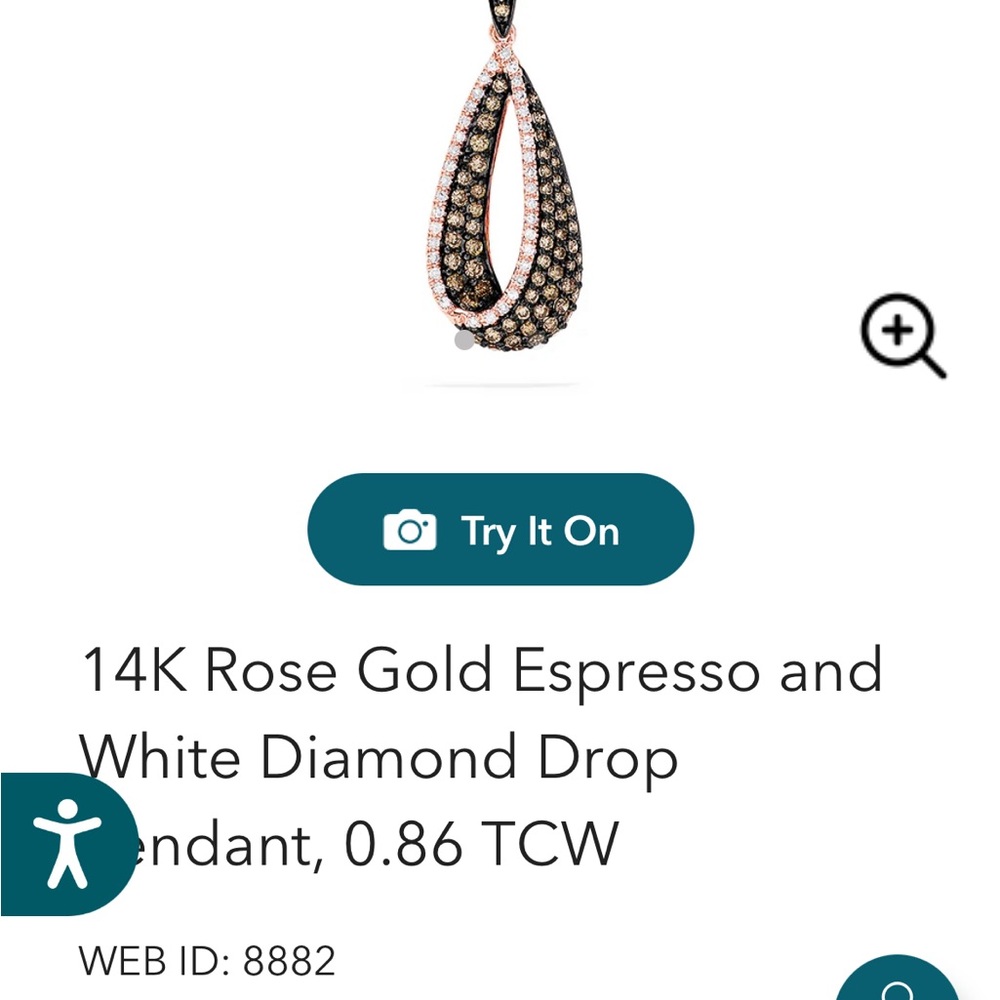 14K rose gold with white and chocolate diamond, Effy brand necklace - Picture 4 of 4